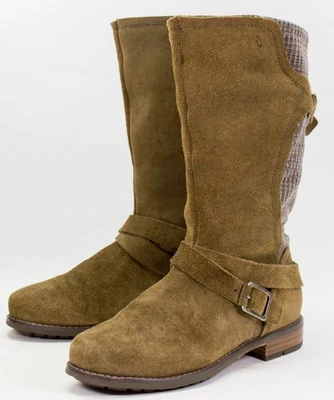 Olukai Paia Mid Mujer Talla US 7 Marrón Oliva Cuero Botas de becerro Hebilla Correa Moto Foto 1 de 4