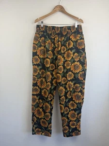 Lucy & Yak Trousers Size Large Alexa Black Sunflower Floral Elasticated Tapered - Picture 1 of 8