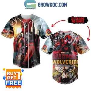 Deadpool Wolverine Dream Team Personalized Baseball Jersey - Picture 1 of 3