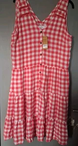 Next Red and white cheese cloth Dress Tall size 20 - Picture 1 of 4
