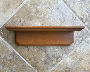 Vintage Farmhouse Wooden Wall Shelf, Golden Oak Stain, 12 x 3.5 x 3.5" - Picture 1 of 15