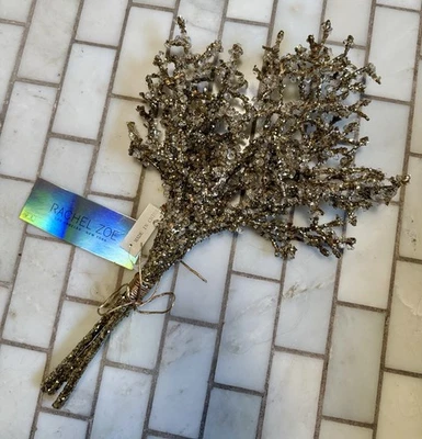 3 Rachel Zoe Gold Chunky Ice Covered Branches Christmas Tree Picks 18” - Image 1 of 2