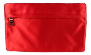 Bolso clutch PRADA rojo cereza satinado pequeño con cremallera - Imagen 1 de 8