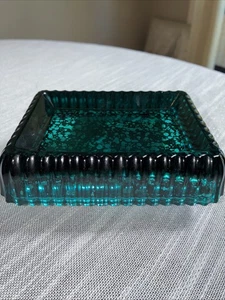 Glass Soap Dish Teal Blue - Opalhouse vintage look perfect condition - Picture 1 of 6