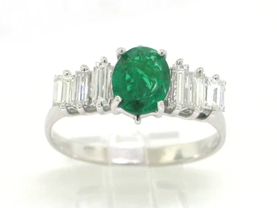 Smaragd Diamant Ring 18Kt Gold kolumbianischer Smaragd 0,74ct 6 Diamanten 0,58ct - Bild 1 von 4