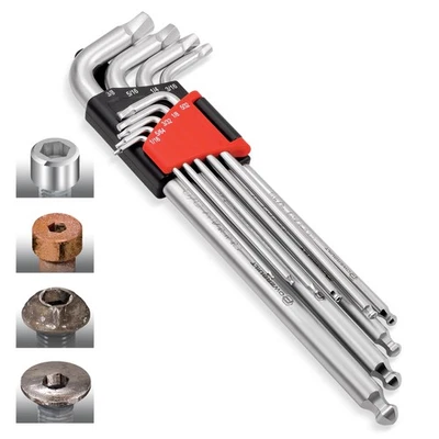 Powerbuilt 9 Piece Zeon SAE Hex Key Wrench Set for Damaged Fasteners - 240096 - Image 1 of 4