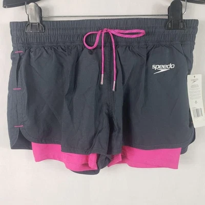 Шорты женские Speedo 6 лавовые серые розовые для плавания бега встроенная подкладка карманы на шнурке - Изображение 1 из 4