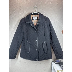 Relativity Womens Black Quilted Jacket Snap Closure Collared Size Medium - Picture 1 of 5