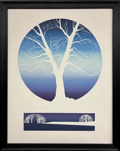 Bellini "White Tree on Blue Sky" Hand Signed & # Framed Serigraph Art NEW - Picture 1 of 4