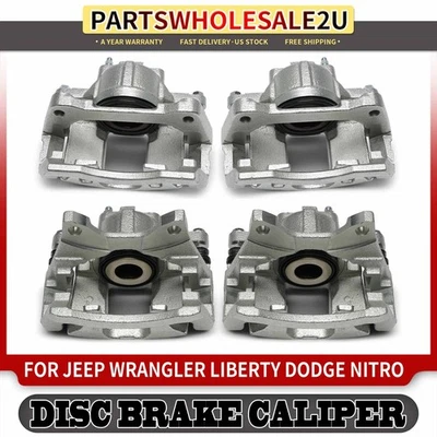 4x Pinzas de freno delanteras y traseras con soporte para Jeep Liberty Wrangler Dodge Nitro Foto 1 de 4