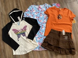 Lot of Girls Clothes Size 10-12 Skort, Nightgown, Tops Butterfly Pumpkin - 4 Pcs - Picture 1 of 21
