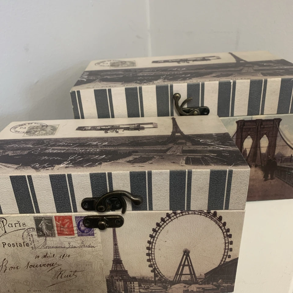 Memory Storage Box Photographs & Memorabilia Vintage Style Metal latch 2 Pieces. - Image 1 of 4