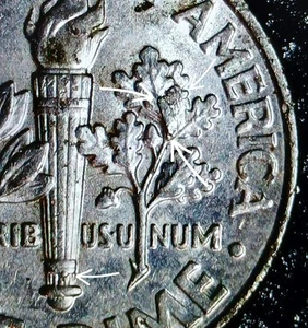 2016-P Roosevelt Dime With Large Interior Die Break And Die Chips On Reverse - Picture 1 of 8