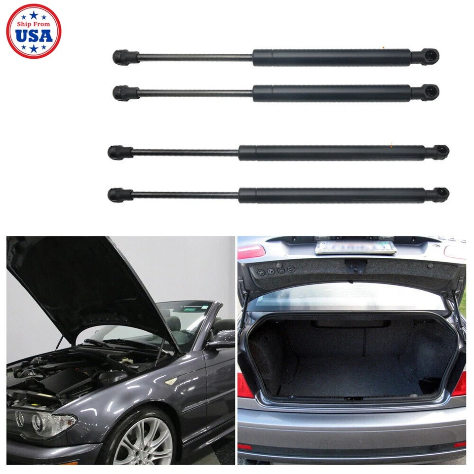 Para BMW 330Ci 2001-2006 Capó Delantero Trasero Maletero Gas Puntales Elevación Soportes Varilla 4 Piezas Foto 1 de 4