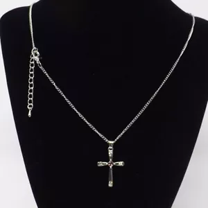 5 Gem Cross Necklace w/ Amethyst Colored CZ - New - Picture 1 of 1