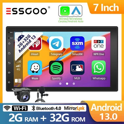 32GB 7" Apple Carplay Android 13 Car Stereo GPS Wifi Double 2 DIN MP5 Radio +CAM - Image 1 of 4