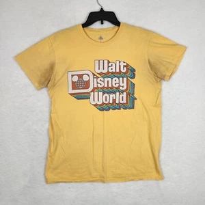 Disney Parks Walt Disney World 70s Retro Rainbow Logo Mickey Yellow Shirt Large - Picture 1 of 7