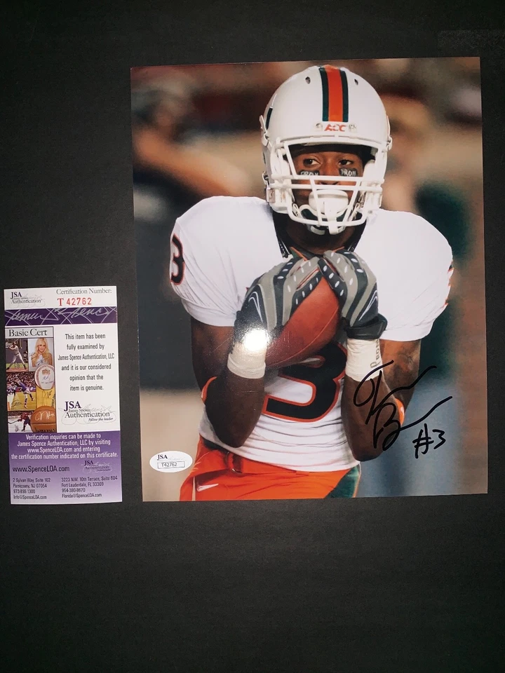 FOTO 8X10 FIRMADA POR TRAVIS BENJAMIN HURACANES DE MIAMI CON CERTIFICADO DE AUTENTICIDAD JSA T42762 Foto 1 de 1