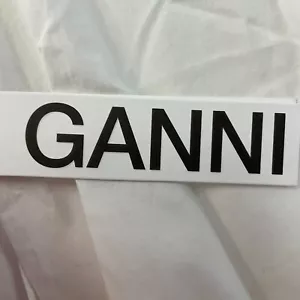 Ganni Poplin High Neck Shirt Womens Size M 6-8 White Cotton Long Sleeve Ruffle - Picture 1 of 21