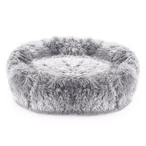 Pawamore Light Grey Soft Pet Calming Anxiety Donut Cushion Warm Nest Cat Dog Bed - Picture 1 of 12