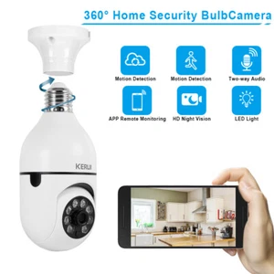 360° 1080P IP E27 Light Bulb Camera Wi-Fi IR Night Smart Home Wireless Security - Picture 1 of 12