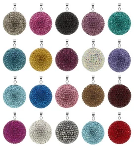 Sterling Silver 925 Shamballa Ball Pendants with Preciosa Crystals 25mm - Picture 1 of 17