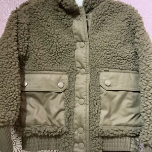 📀 Girls Sherpa Bomber Jacket - Art Class (Olive Heather) XS - Picture 1 of 4