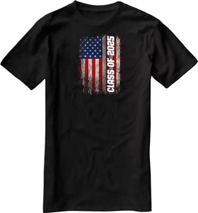 American Flag Class of 2025 Black Graduation T-Shirt - Picture 1 of 1