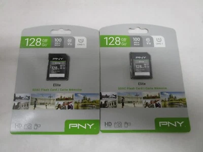 2- PNY 128 GB 100 MB/s SDXC Flash Card NEW SEALED SEE PHOTOS SHIPS FREE! - Image 1 of 4