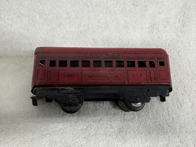 Vintage Marx Trem Vermelho Metal Pullman Montclair 246 Vermelho Carro de Passageiros 6" de Comprimento - Imagem 1 de 4