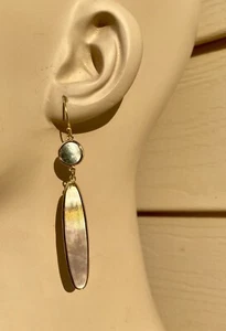 Sterling Silver Vermeil Grey Mother of Pearl MOP Mermaid-Core Duster Earrings - Picture 1 of 11
