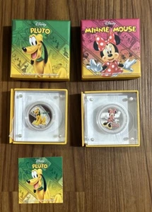2014 $2 Disney Mickey & Friends 1oz Silver Proof 2 Coins Minnie/Pluto FAST SHIP - Picture 1 of 4