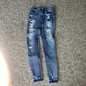 American Eagle Gr.2, 360 Super Stretch Jeans Fransen Unterteil High Rise Jegging* - Bild 1 von 7