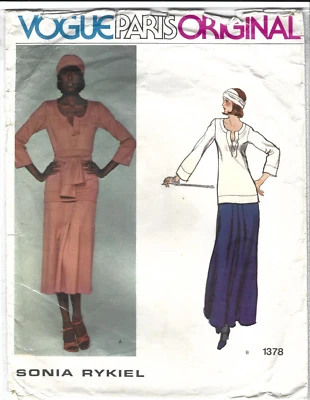 Vogue Sewing Pattern 1378, Sonia Rykiel Vintage Top, Skirt, Scarf, Size 12 - Image 1 of 4