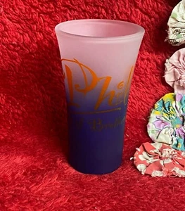 Philly City of Brotherly Love Tall Flared & Frosted Blue & White Shot Glass - Picture 1 of 6