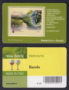 Tessera Filatelica 2012 Il Vino - Piemonte  B-L5 - Imagen 1 de 1