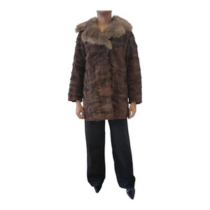 Cappotto di pelliccia vintage anni 70 donna fur coat cappotto lussuoso marrone XS S - Foto 1 di 7