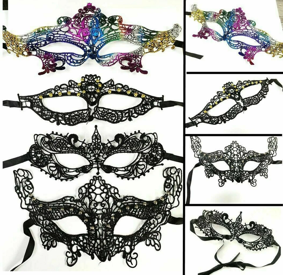 LACE EYE MASK HALLOWEEN SEXY MASQUERADE BALL COSTUME BEDROOM FANCY DRESS WEAR - Image 1 of 1