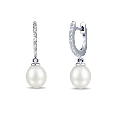 *BRAND NEW* Sterling Silver Cultured White Freshwater Pearl Dangle Earrings - Image 1 of 2