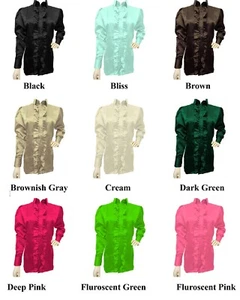 Langarm Damen Hemd Satin Vintage Style Button Down Hemd Übergröße S139 - Bild 1 von 169