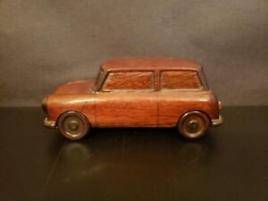  WOODEN AUSTIN MINI COOPER HAND CRAFTED HAND MADE MODEL CAR 6.5 INCH
