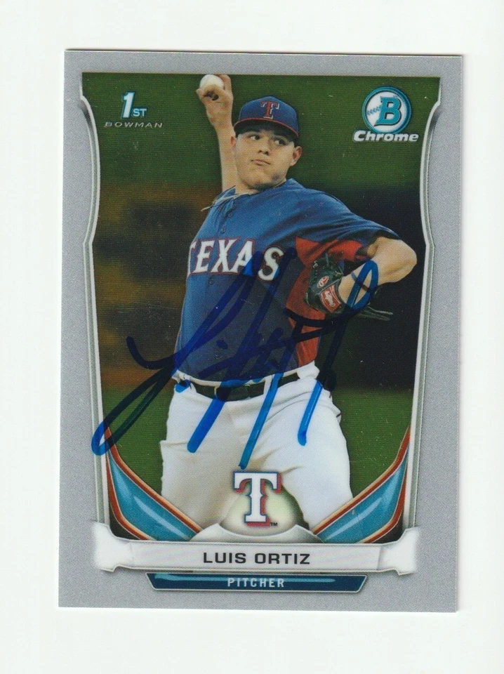 Luis Ortiz Signed 2014 Bowman Draft Chrome Card Auto Texas Rangers Autograph COA - Image 1 of 1