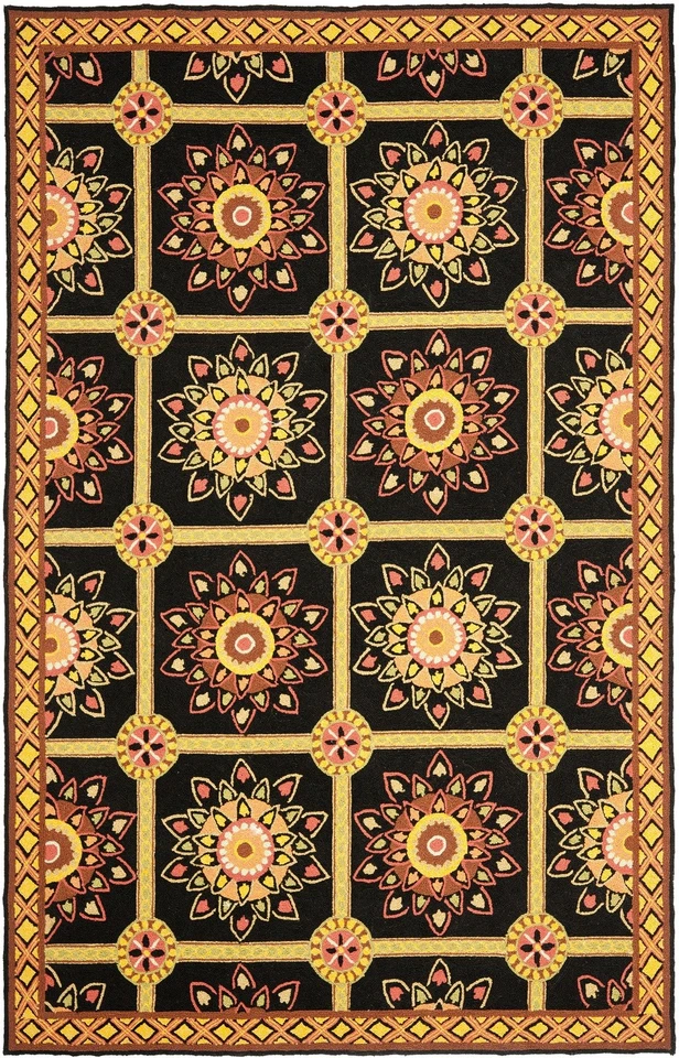 Safavieh Hand Hooked BLACK / YELLOW Easy Care Area Rug 3' x 5' - Image 1 of 1