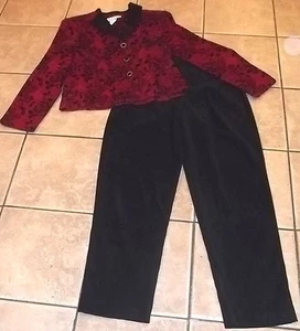 Womens JESSICA HOWARD~Red Black PANTS & JACKET SUIT~sz 14~NEW 2 piece SET Outfit - Picture 1 of 11