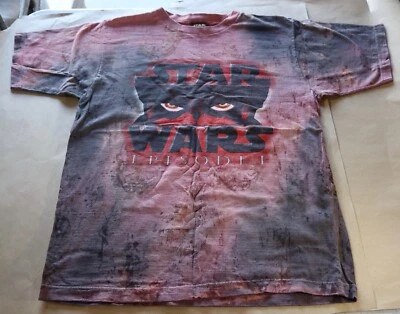 CAMISETA PROMOCIONAL RARA STAR WARS EPISÓDIO 1 PHANTOM MENACE DARTH MAUL FILME XL VERMELHA - Imagem 1 de 4
