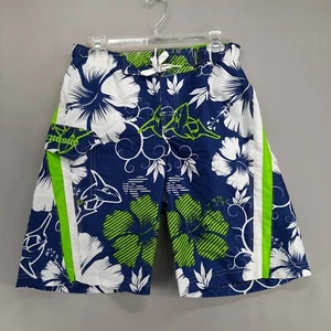 Zero Xposur Board Shorts Boys L 14/16 Blue Floral Flap Pockets Lined Drawstring - Picture 1 of 8