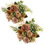  Artificial Flowers, 2pcs Vintage Silk Peonies For Home Decoration Dusty Yellow