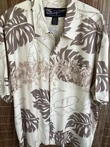 Hawaiihemd Aloha Palmblatt Herren XL Trad Honalua Surf Co Resort 100% SEIDE - Bild 1 von 7