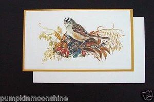 # I 700 - Tarjeta de felicitación Tasha Tudor Navidad sin usar Preciosa Pájaro y Hojas, ¡Rara! - Imagen 1 de 3