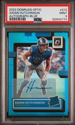 2022 Donruss Optic Aidan Hutchinson Rated Rookie Blue Auto. PSA 9 Color Match! - Image 1 of 2